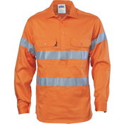 DNC - HiVis Close Front Cotton Drill Shirt with 3M R/Tape - 3848