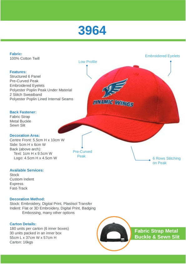 Headwear - Cotton Twill Cap with Buckle - 3964
