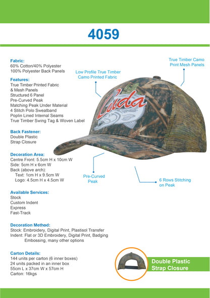 Headwear - True Timber Camouflage with Camo Mesh Back-4059
