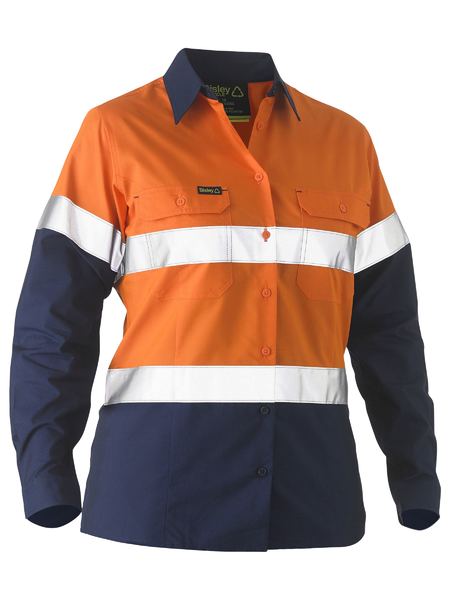 Bisley - Recycled Women's Taped Two Tone Hi Vis Recycled Drill Shirt - BL6996T