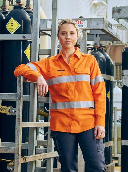 Bisley - Apex 185 Women's Taped Hi Vis Ripstop FR Vented Shirt -BL8439T