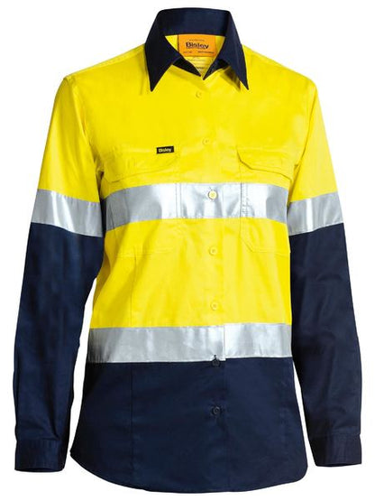 Bisley Women's Taped Hi Vis Cool Lightweight Drill Shirt -BL6696T