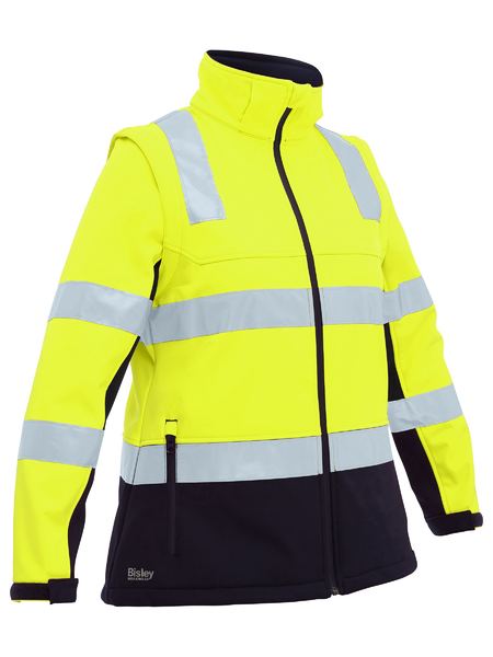 Bisley-Women's Taped Two Tone Hi Vis 3-in-1 Soft Shell Jacket-BJL6078T