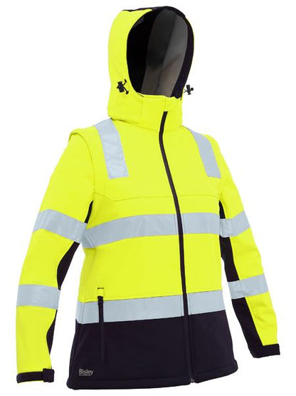 Bisley-Women's Taped Two Tone Hi Vis 3-in-1 Soft Shell Jacket-BJL6078T