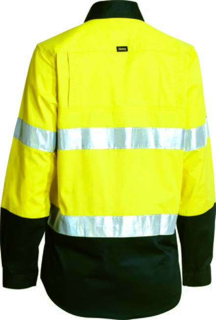 Bisley Womens 3M Taped Two Tone Hi Vis Cool Lightweight Shirt - Long Sleeve-BL6896