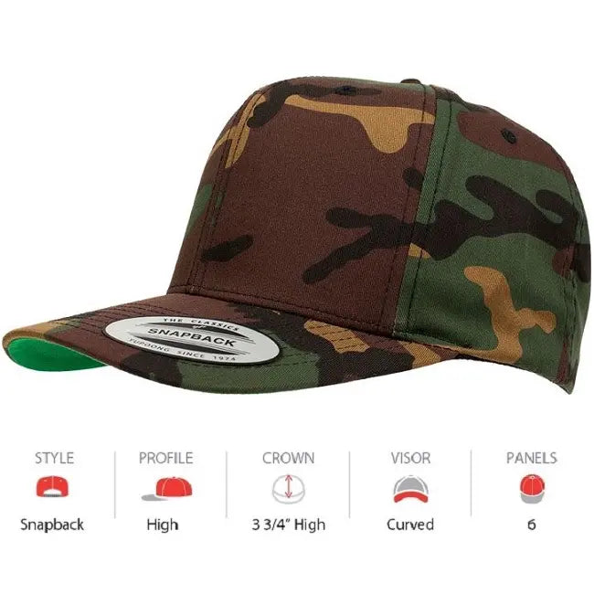 Camo 6689C Classic Snapback Cap (Pack of 5)