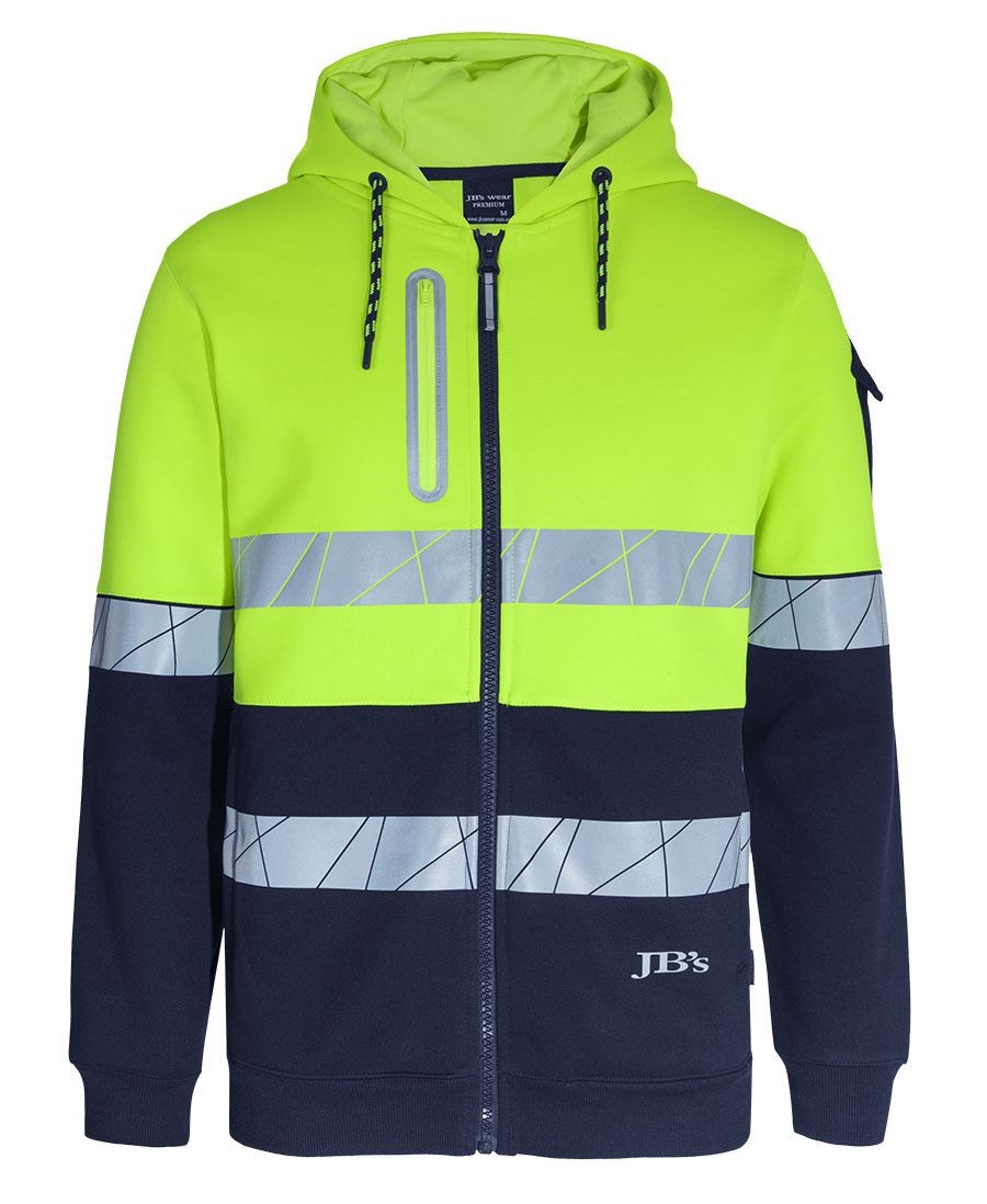 Jb's Wear - 450G Hi Vis Full Zip Hoodie With Fragmented Tape - 6DPFZ