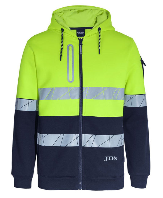 Jb's Wear - 450G Hi Vis Full Zip Hoodie With Fragmented Tape - 6DPFZ