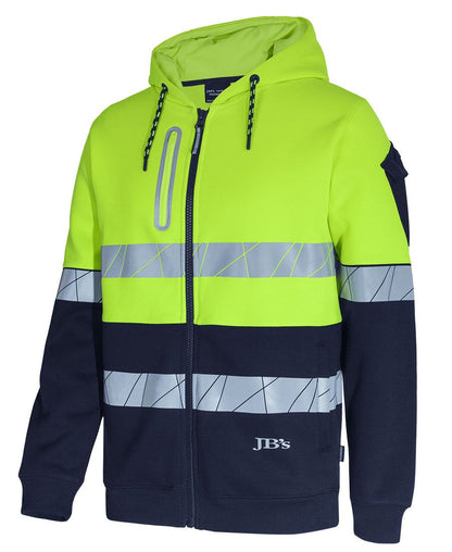 Jb's Wear - 450G Hi Vis Full Zip Hoodie With Fragmented Tape - 6DPFZ