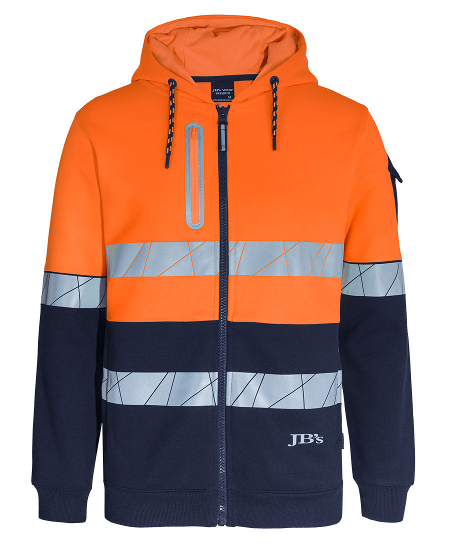 Jb's Wear - 450G Hi Vis Full Zip Hoodie With Fragmented Tape - 6DPFZ