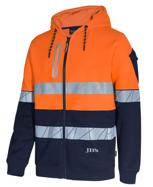 Jb's Wear - 450G Hi Vis Full Zip Hoodie With Fragmented Tape - 6DPFZ