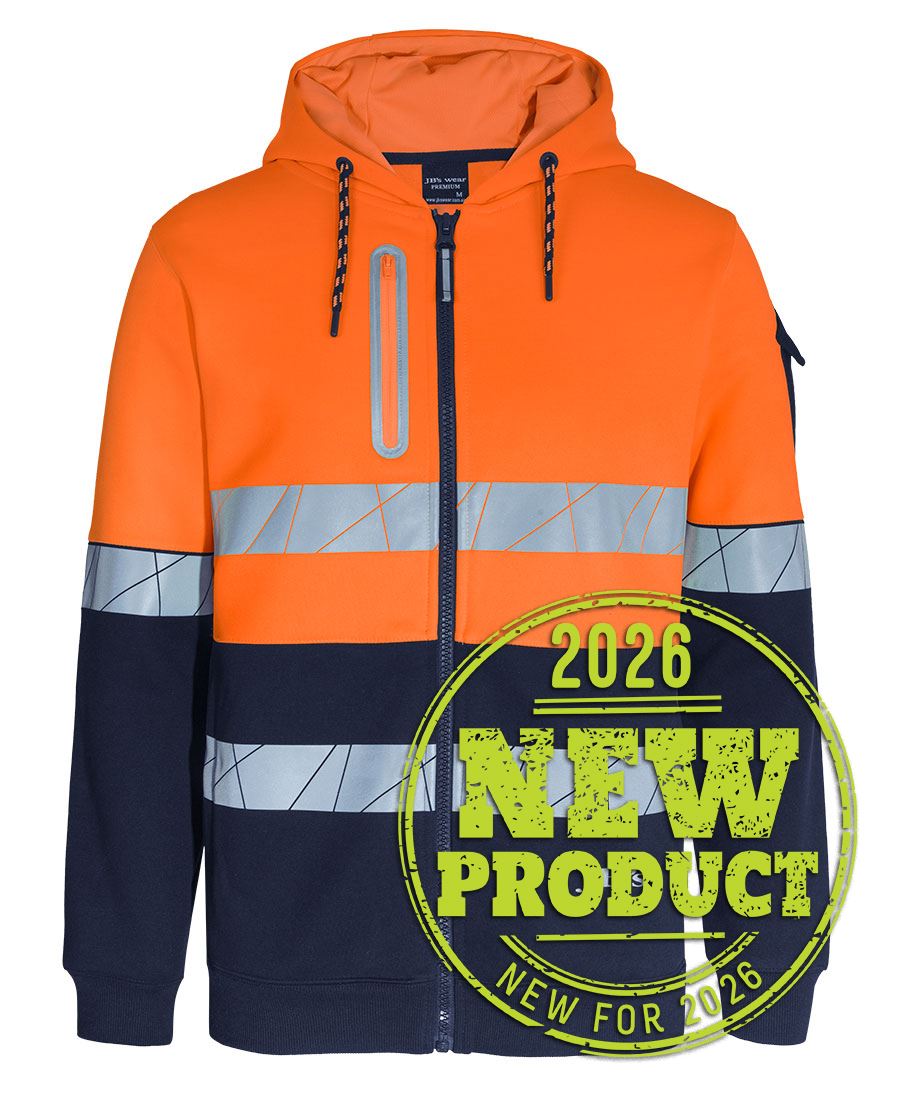 Jb's Wear - 450G Hi Vis Full Zip Hoodie With Fragmented Tape - 6DPFZ