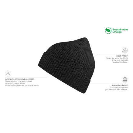 SANDHURST_ Atlantis - A4520 Andy Recycled Beanie/NAVY With logo