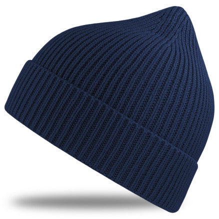 SANDHURST_ Atlantis - A4520 Andy Recycled Beanie/NAVY With logo