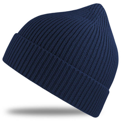 SANDHURST_ Atlantis - A4520 Andy Recycled Beanie/NAVY With logo