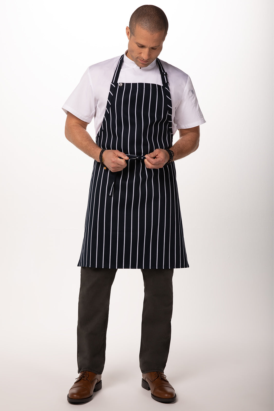 Chef Works - Striped Bib Apron No Pocket