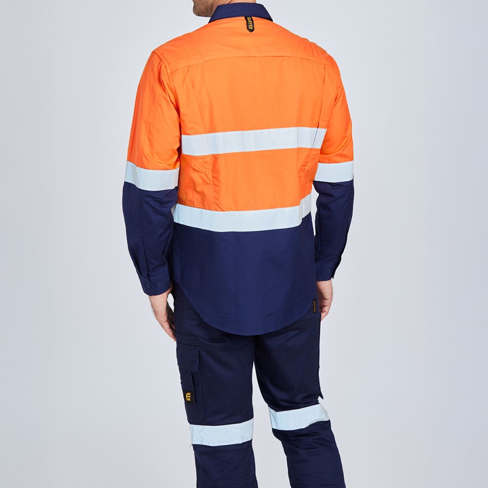 Rsea - Eleven Workwear AEROCOOL Spliced Hi-Vis Perforated 3M™ 'Hoop' Taped Shirt - E1370ST