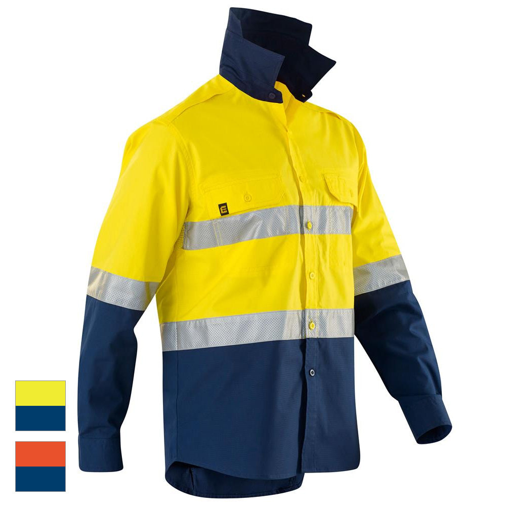Rsea - Eleven Workwear AEROCOOL Spliced Hi-Vis Perforated 3M™ 'Hoop' Taped Shirt - E1370ST