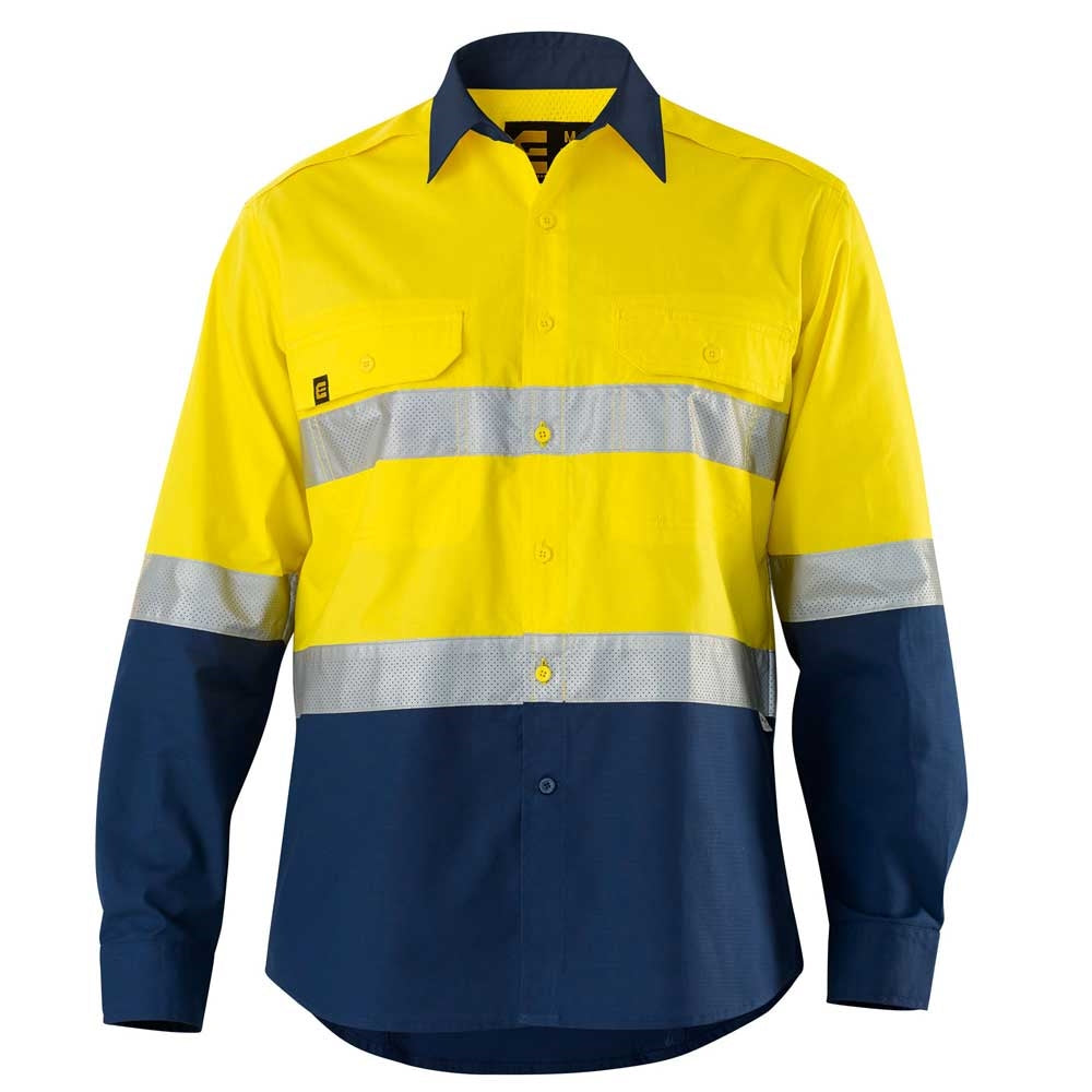 Rsea - Eleven Workwear AEROCOOL Spliced Hi-Vis Perforated 3M™ 'Hoop' Taped Shirt - E1370ST