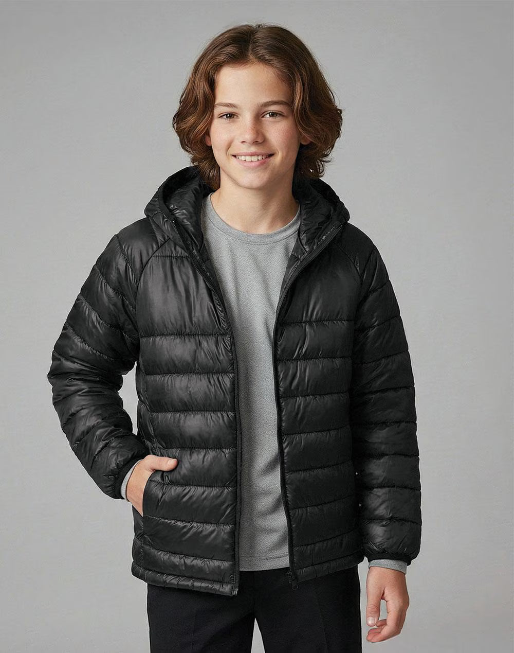 Winning Spirit - Kids Sustainable Lightweight Hooded Puffer Jacket - JK67K