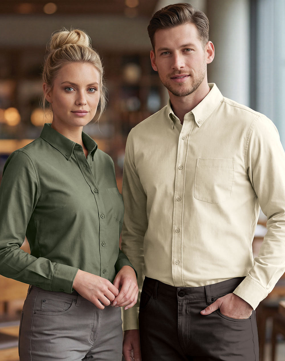 Winning Spirit - Womens Smart Casual Cotton Blend L/S Shirt - M8009L