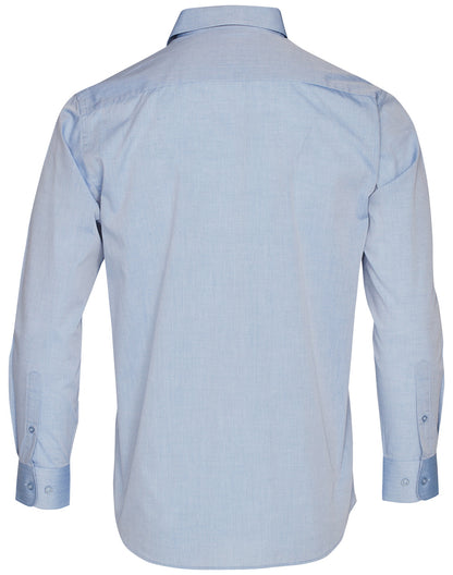 Winning Spirit-Men's Fine Chambray Long Sleeve Shirt-M7012