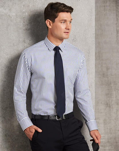 Winning Spirit-Men's Sateen Stripe Long Sleeve Shirt-M7310L