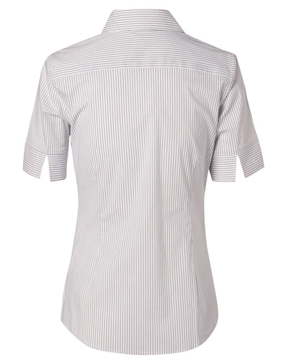 Winning Spirit -Women's Ticking Stripe Short Sleeve Shirt- M8200S