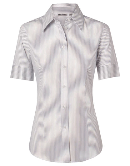 Winning Spirit -Women's Ticking Stripe Short Sleeve Shirt- M8200S