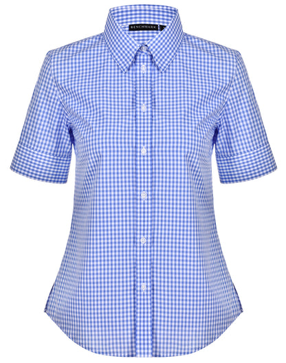 Winning Spirit- Ladies’ Gingham Check Short Sleeve Shirt-M8300S