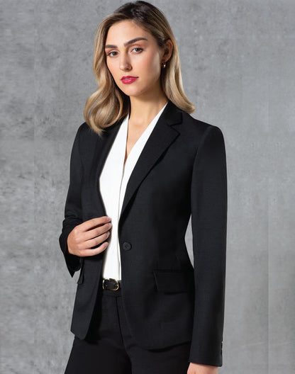 Winning Spirit - M9201 Ladies’ Wool Blend Stretch One Button Cropped Jacket