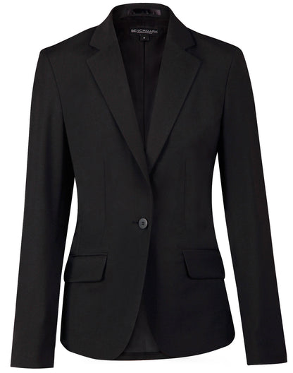 Winning Spirit - M9201 Ladies’ Wool Blend Stretch One Button Cropped Jacket