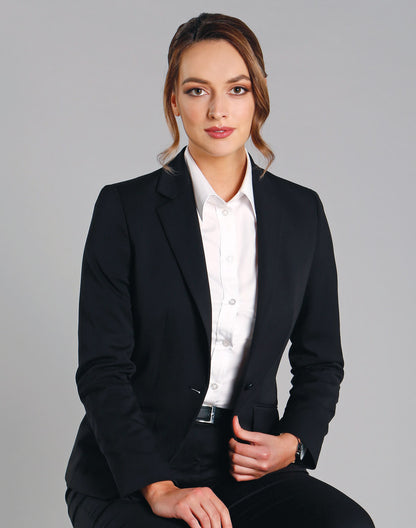 Winning Spirit - M9201 Ladies’ Wool Blend Stretch One Button Cropped Jacket