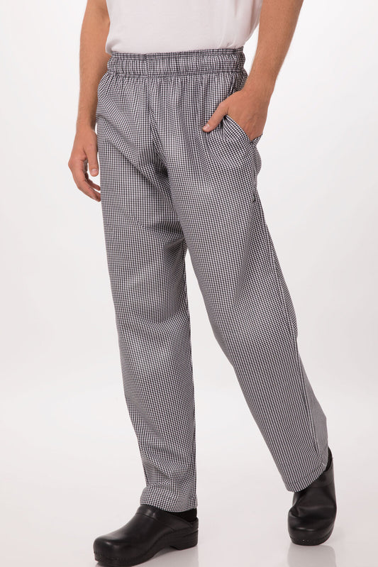 Chef Works - Essential Baggy Zip-Fly Chef Pants - Small Check - NBMZ