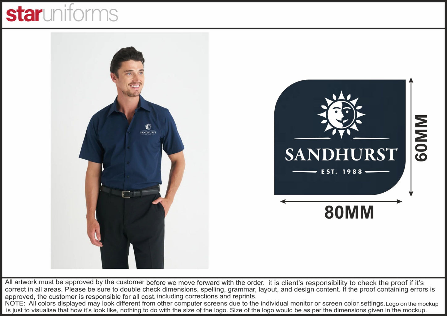 SANDHURST_Office Uniform with Logo Embroided_Identitee - Men’s Blake Short Sleeve Shirt - W91