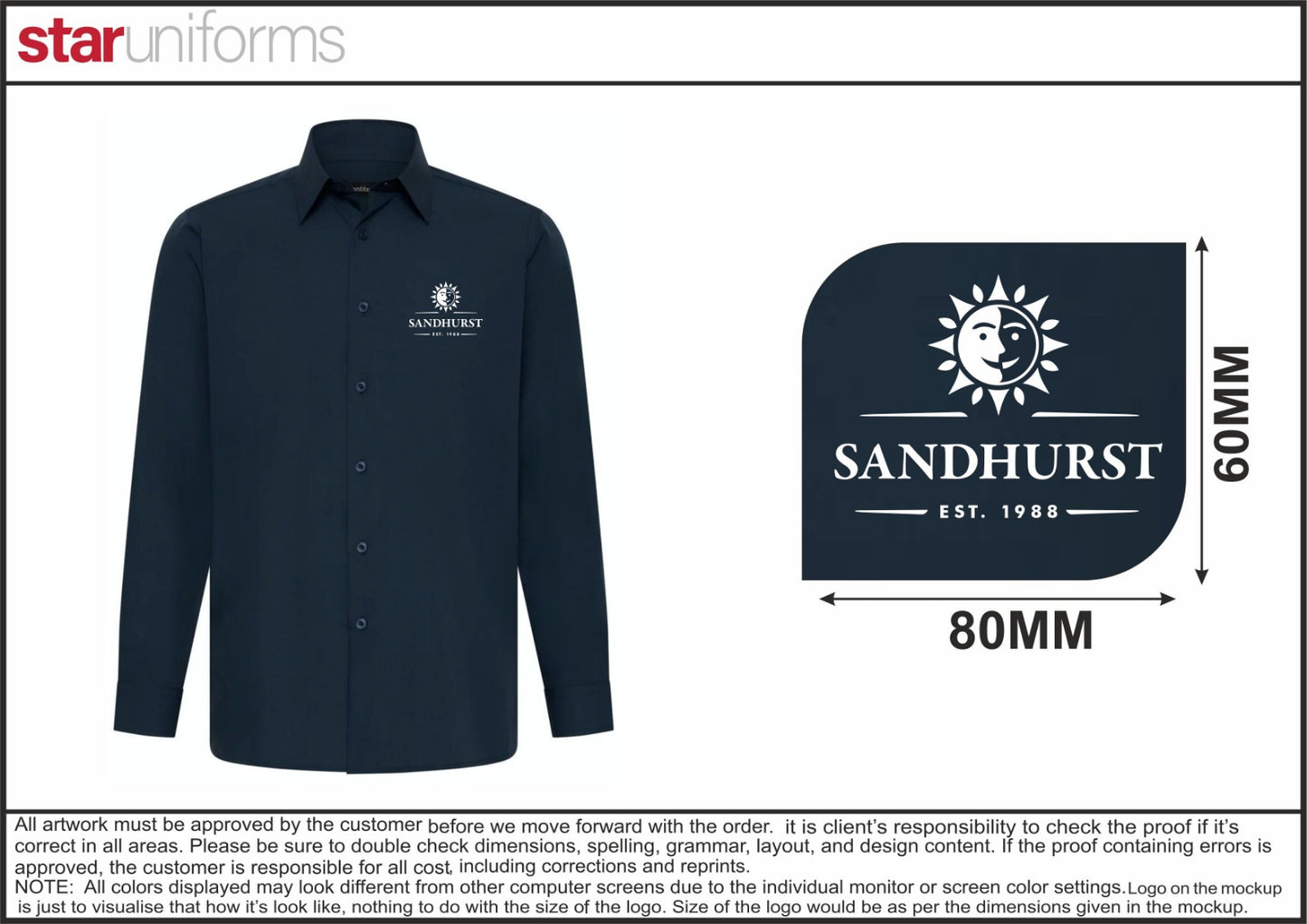 SANDHURST_Office Uniform with Logo Embroided_Identitee - Men’s Blake Long Sleeve Shirt - W90