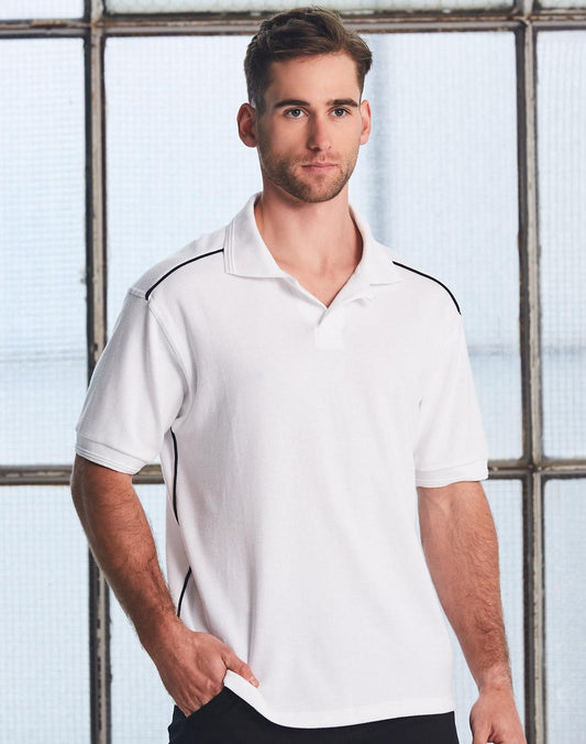 Winning Spirit-Men's Pure Cotton Contrast Piping Short Sleeve Polo-PS25