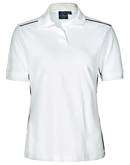 Winning Spirit-Ladies' Pure Cotton Contrast Piping Short Sleeve Polo-PS26