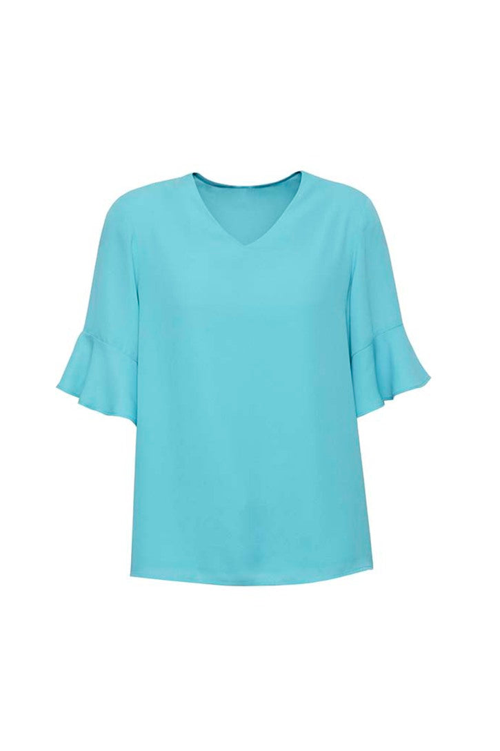 Biz Corporate Womens Aria Fluted Sleeve Blouse  RB966LS