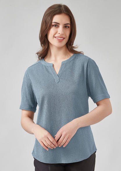 Biz Corporates - Womens Ruche Short Sleeve Blouse - RU568LS
