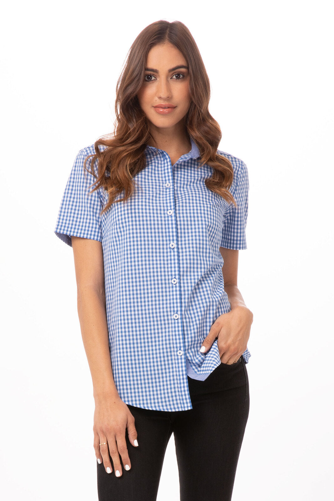 Chef Works - Women's Modern Gingham Short Sleeve Dress Shirt