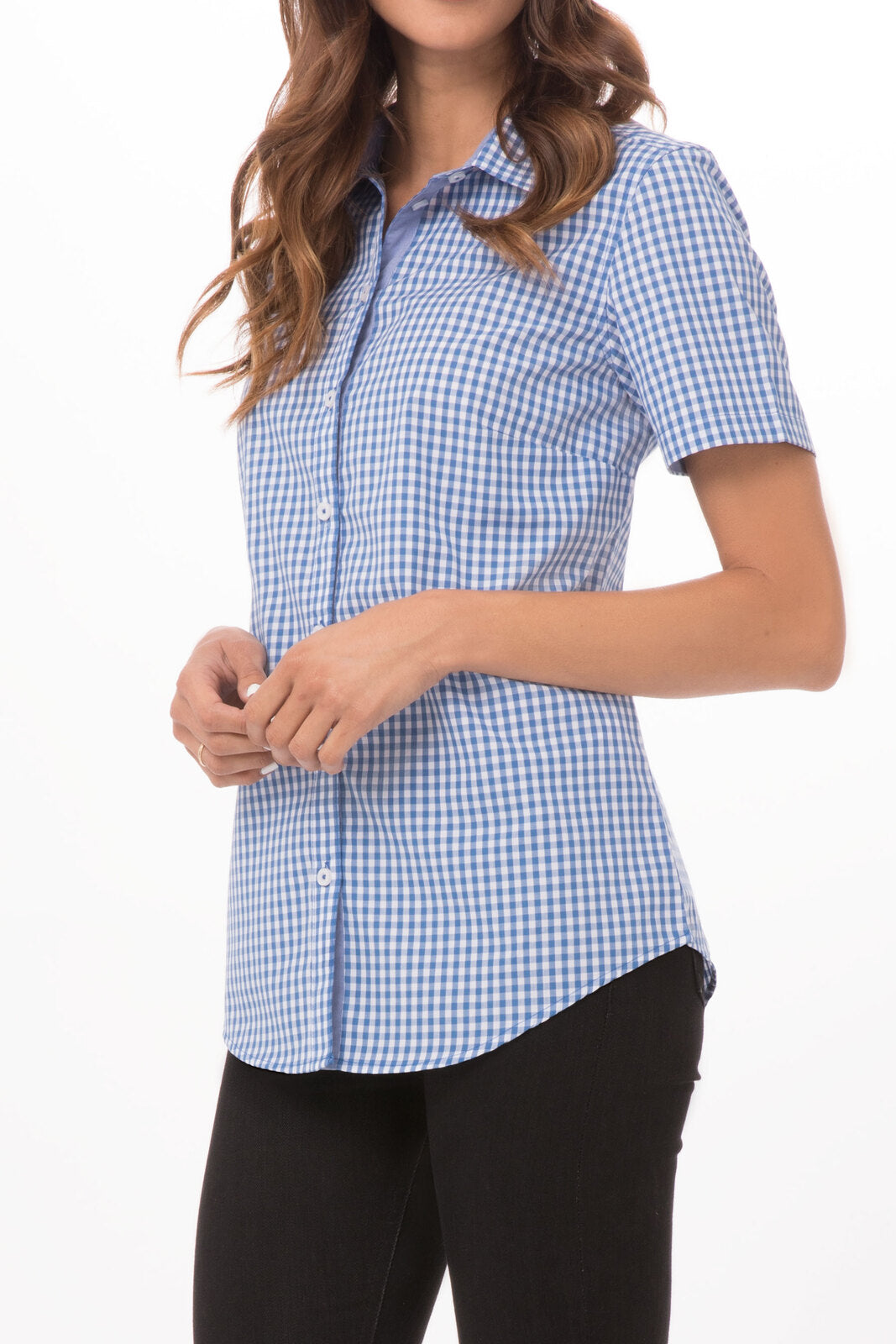 Chef Works - Women's Modern Gingham Short Sleeve Dress Shirt - SHC02W