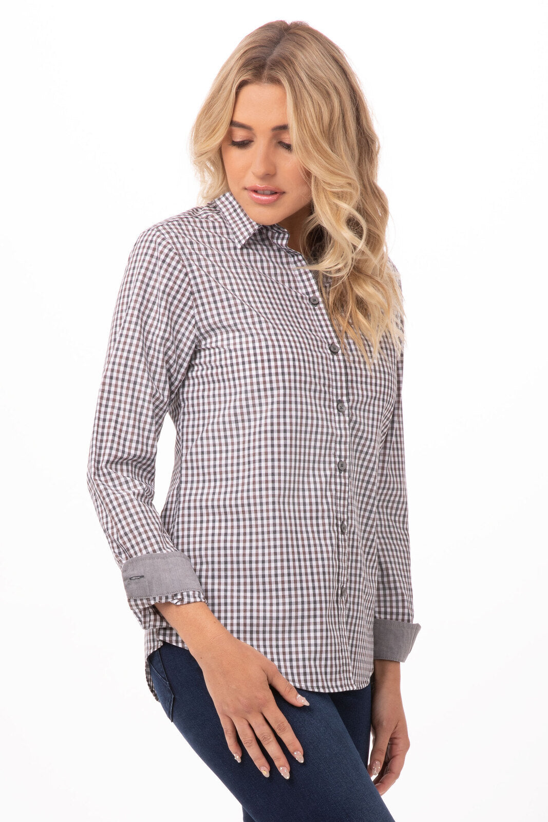 Chef Works - Women's Modern Gingham Long Sleeve Dress Shirt