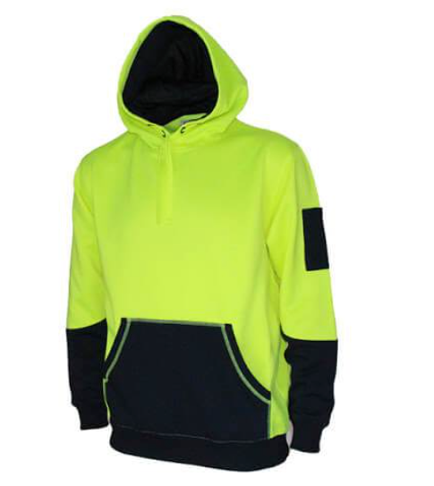 SANDHURST_Warehouse Hi Vis JACKET with Logo Embroidered_Dnc Hivis 2 Tone Super Fleecy Hoodie (3721)