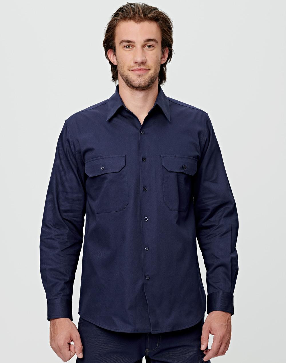 Winning Spirit-Cotton Drill Long Sleeve Work Shirt-WT04