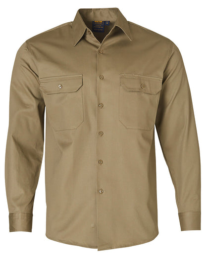 Winning Spirit-Cotton Drill Long Sleeve Work Shirt-WT04