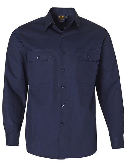 Winning Spirit-Cotton Drill Long Sleeve Work Shirt-WT04