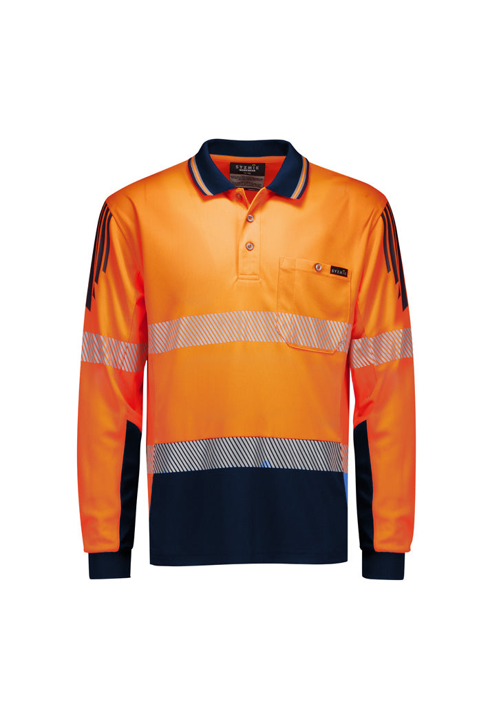 Syzmik - Mens Hi Vis Flux Segmented Tape Long Sleeve Polo - ZH550