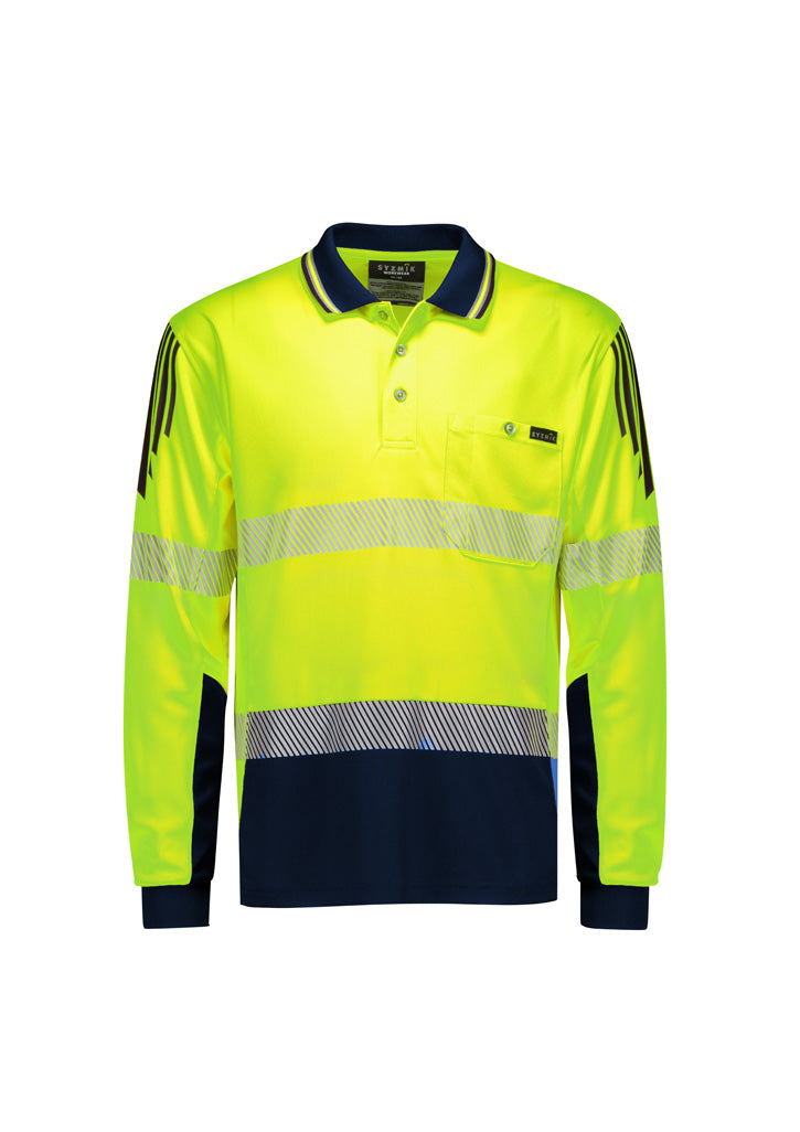 Syzmik - Mens Hi Vis Flux Segmented Tape Long Sleeve Polo - ZH550
