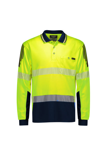 Syzmik - Mens Hi Vis Flux Segmented Tape Long Sleeve Polo - ZH550